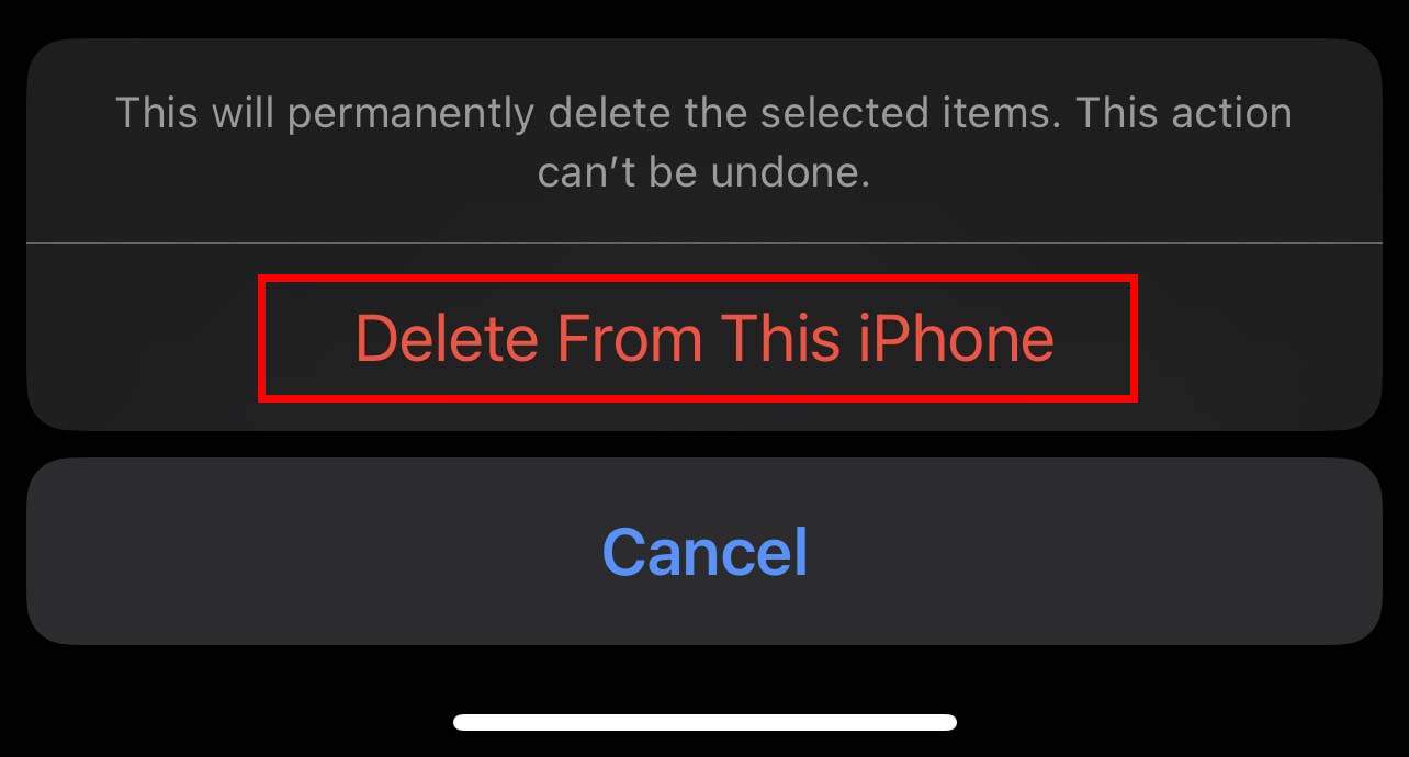 permanently delete from this iphone'