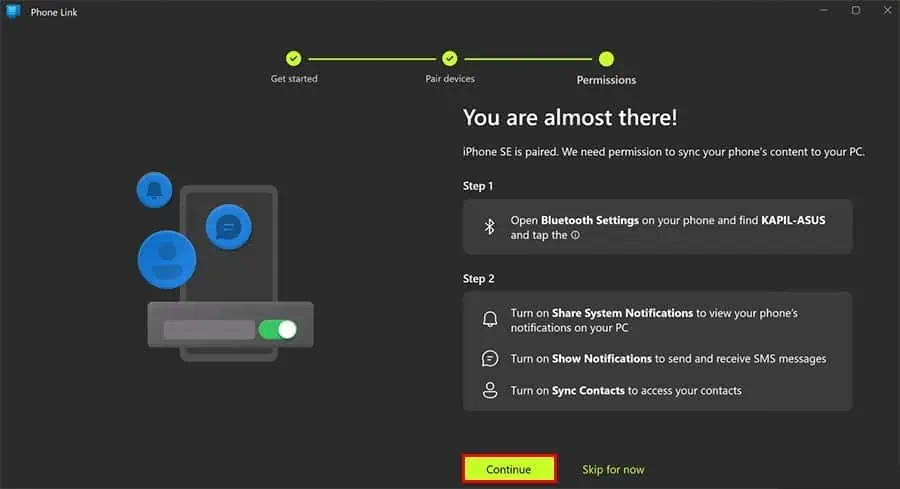 Can You Send or Receive Text on Your PC? 19 phone-link-iphone-continue