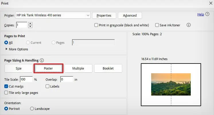 How to Print Large Images on Multiple Pages? 4 Best Ways 21 poster-tab-in-acrobat