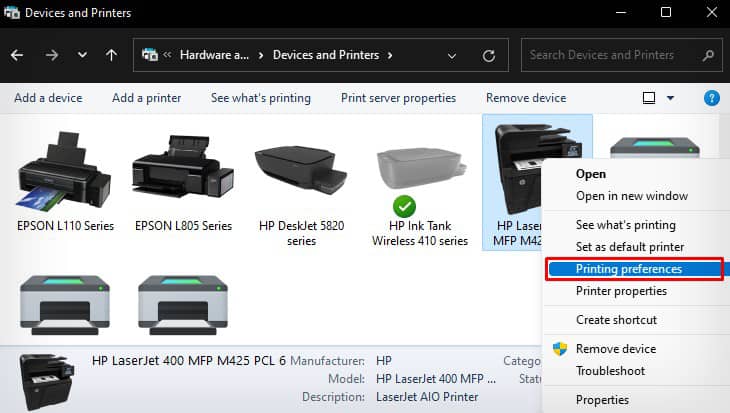 printing-preference-of-hp-laser-printer