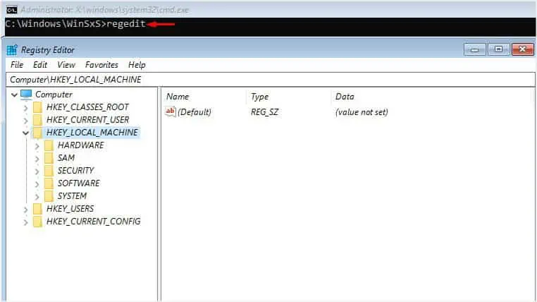 How to Fix Inaccessible Boot Device? 18 Possible Ways 36 regedit-in-command-prompt-we
