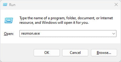 resmon exe file in use by another process