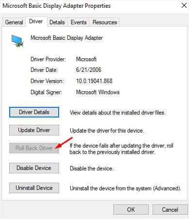 uninstall button graphics driver delete
