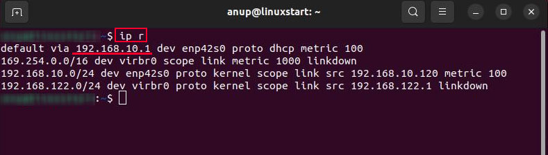 router ip address on linux