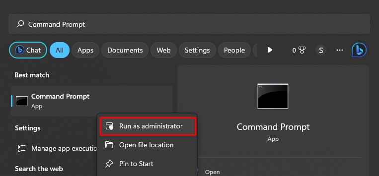 run cmd as administrator on windows
