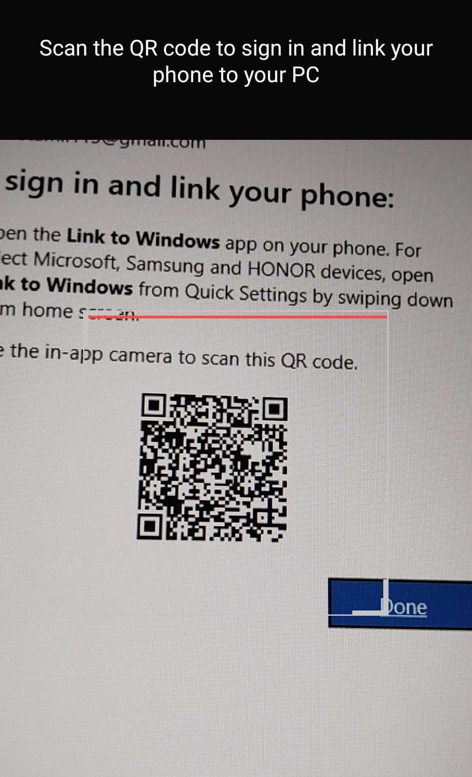 scan the qr code to link your phone to pc