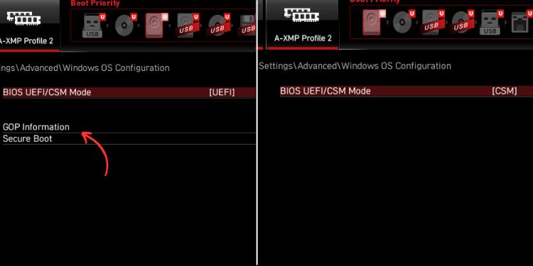 security csm vs uefi