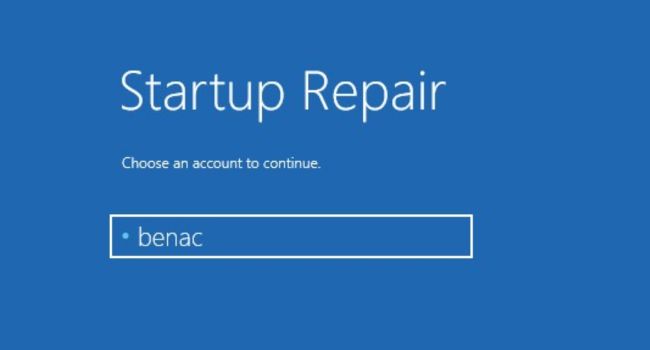 select account startup repair