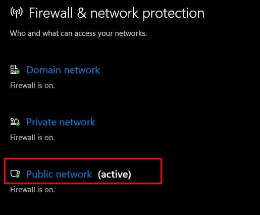 select active network disable firewall
