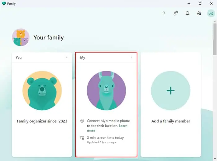 select-childs-account-under-your-family