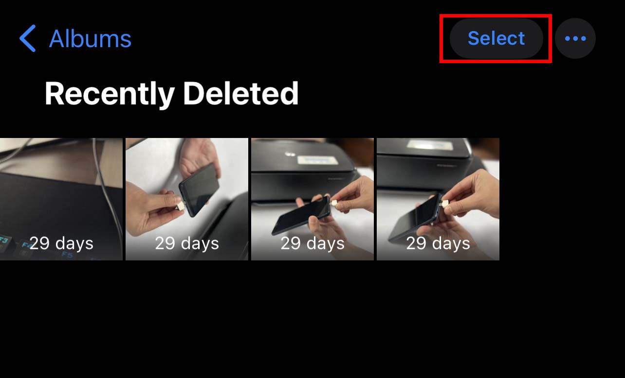 select recently deleted