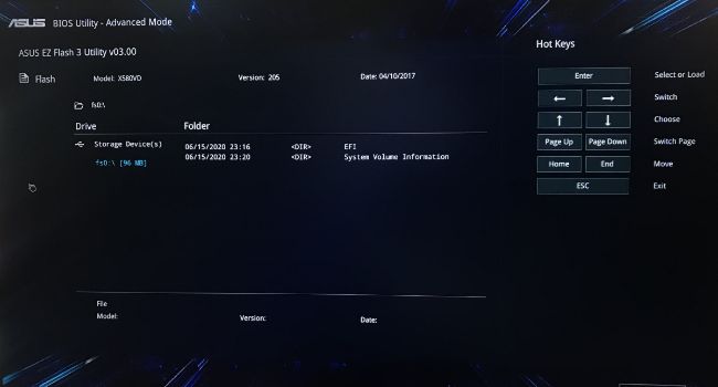 selecting bios file in asus bios ez mode