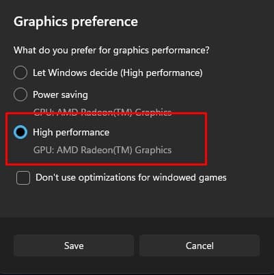set high graphics performance video stuttering