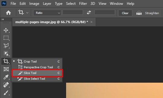 slice tool option