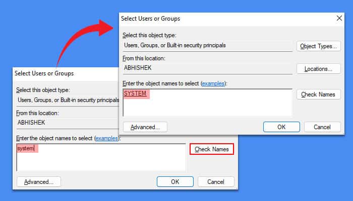 system-check-names-underlined-system