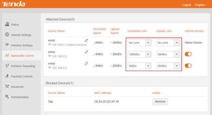 tenda-bandwidth-control-download-upload-limit