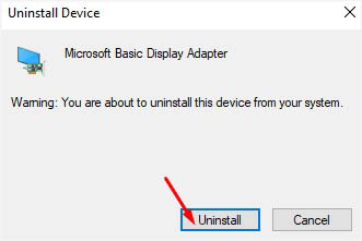 uninstall button graphics driver delete