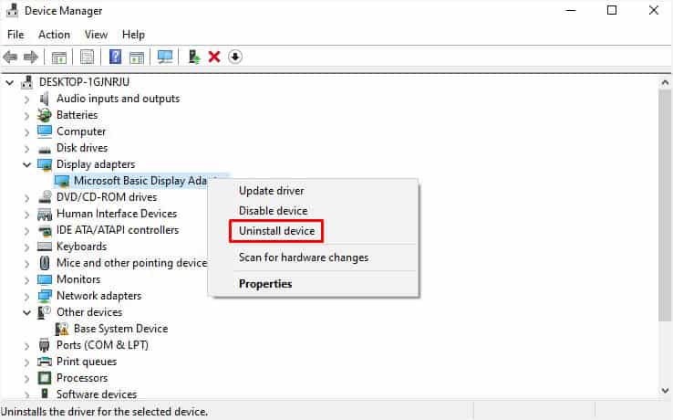 uninstall graphics driver in safe mode