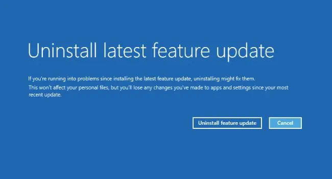 How to Fix Inaccessible Boot Device? 18 Possible Ways 76 uninstall-latest-feature-upate-button