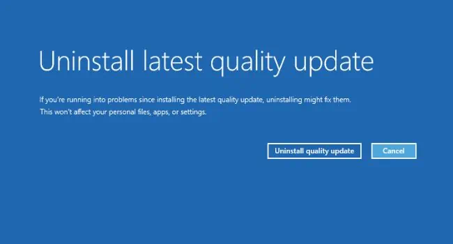 How to Fix Inaccessible Boot Device? 18 Possible Ways 72 uninstall-quality-update-button