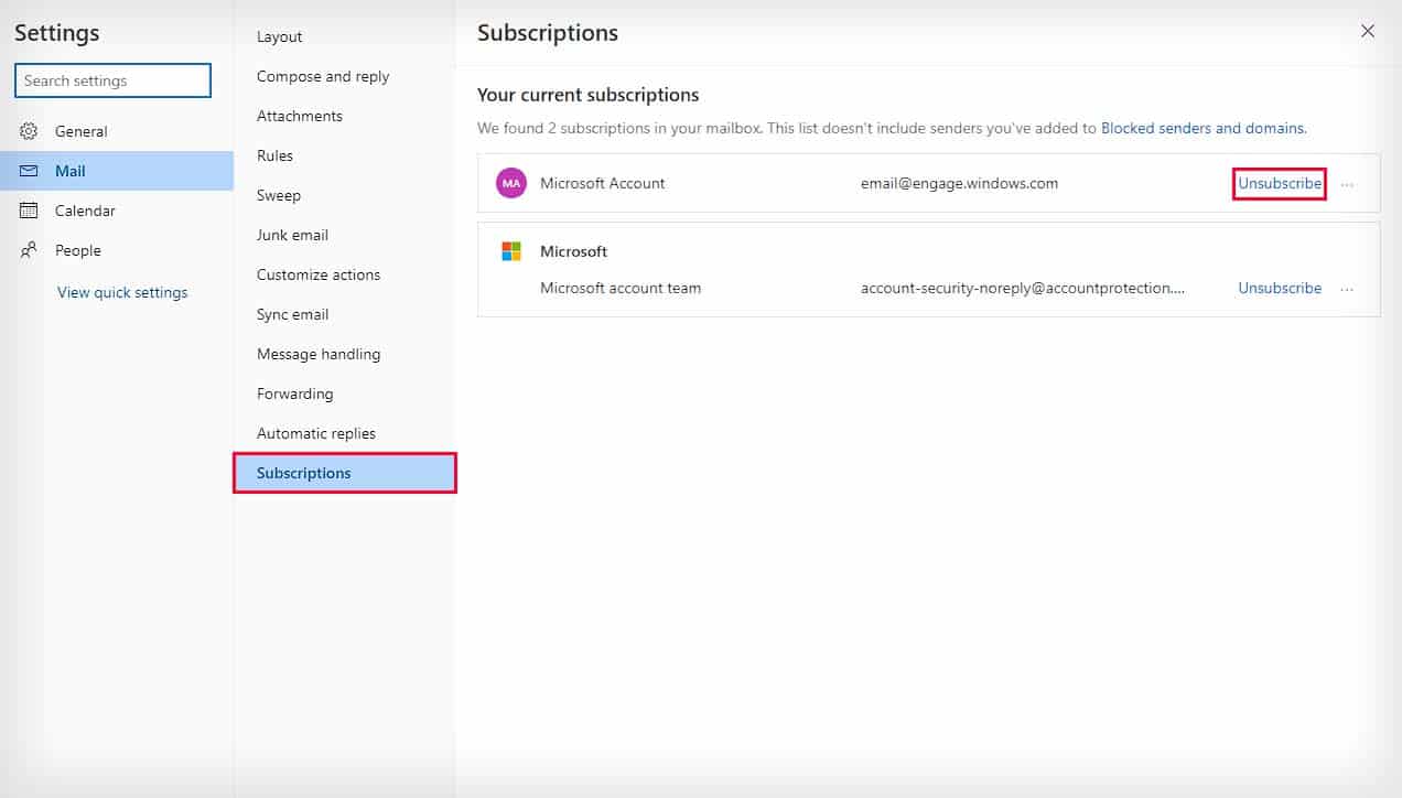 unsubscribe from emails on outlook web
