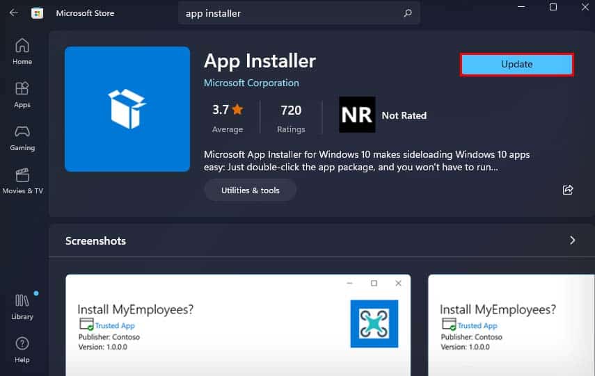 update app installer