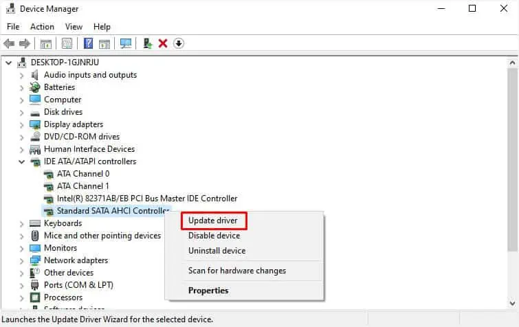 How to Fix Inaccessible Boot Device? 18 Possible Ways 57 update-driver-sata-ahci-controller