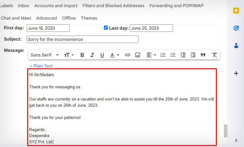 vacation-response-message
