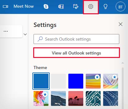 view all outlook settings