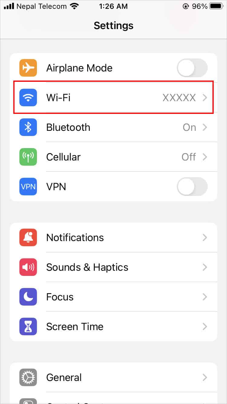wifi option in ios