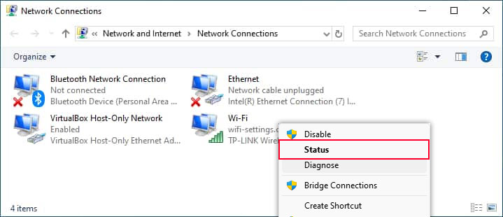wifi status forget wifi
