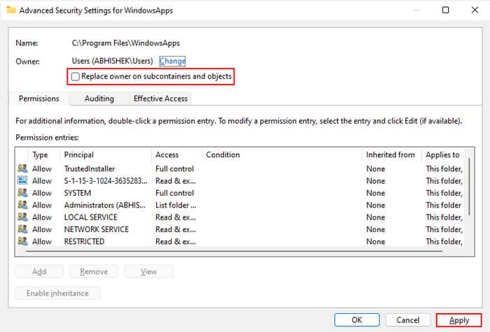 windowsapps-replace-owner-on-subcontainers-and-objects-apply