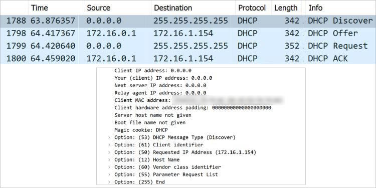 wireshark dhcp discover