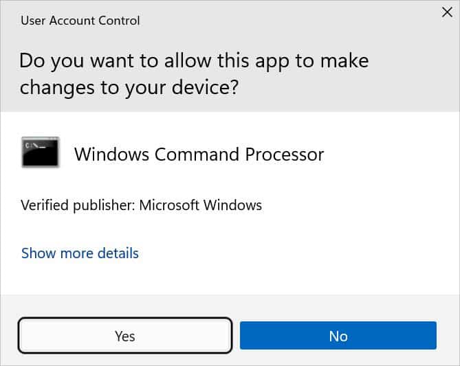 yes to open cmd as admin