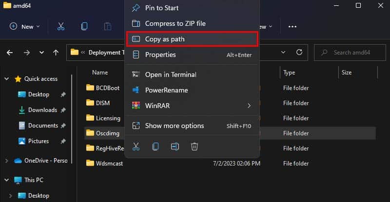 OSCDIMG copy as path