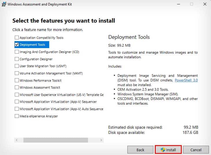 Windows adk deployment tools install