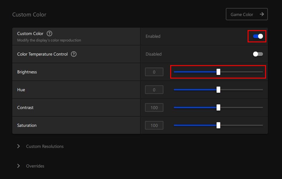 amd software birghtness control