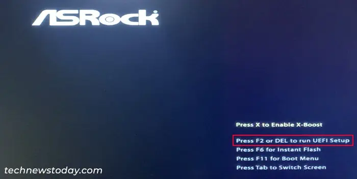 How to Enable or Disable Fast Boot on ASRock Motherboards 1 asrock-manufacturer-logo-screen-press-f2-or-Del-to-run-uefi-setup-2