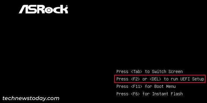 asrock-manufacturer-logo-screen-press-f2-or-Del-to-run-uefi-setup