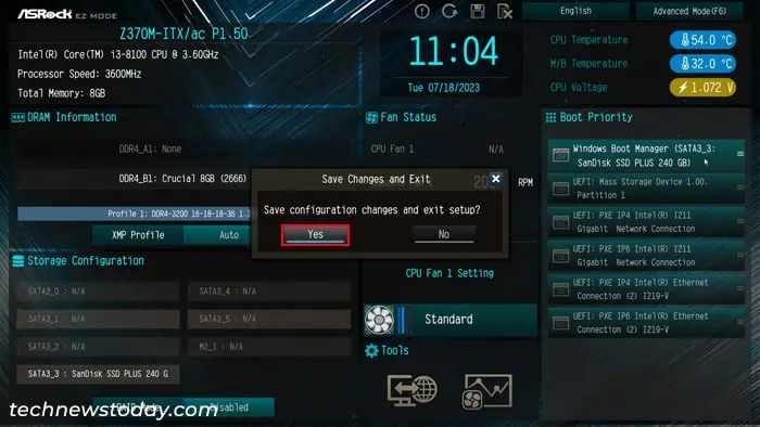 How to Change Boot Order on ASRock Motherboard 3 asrock-save-configuration-changes-and-exit-setup-yes