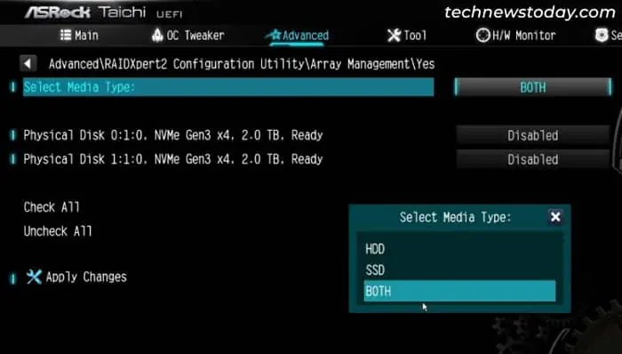 How to Setup RAID on ASRock Motherboard 23 asrock-taichi-create-raid-array-select-media-type-hdd-ssd-both
