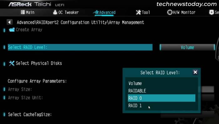 asrock-taichi-create-raid-array-select-raid-level