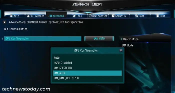 How to Enable Integrated Graphics on ASRock 11 asrock-uefi-advanced-amd-cbs-nbio-common-options-gfx-configuration-iGPU-configuration-UMA-AUTO