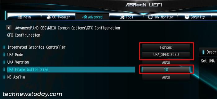 asrock-uefi-advanced-amd-cbs-nbio-common-options-gfx-configuration-integrated-graphics-controller-forces-uma-mode-uma-specified-auto-uma-frame-buffer-size