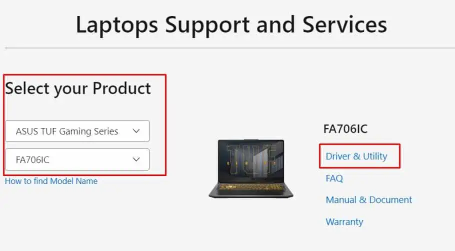 asus-laptop-support-page-select-product