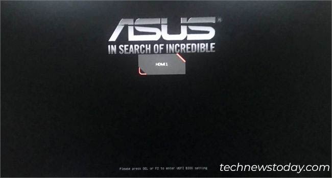 asus startup screen