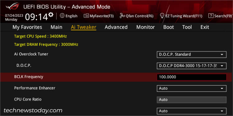 bclk frequency when enabling asus docp