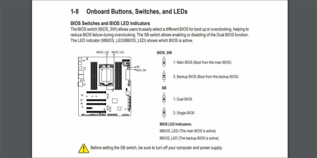 bios switch bios led indicator in manual