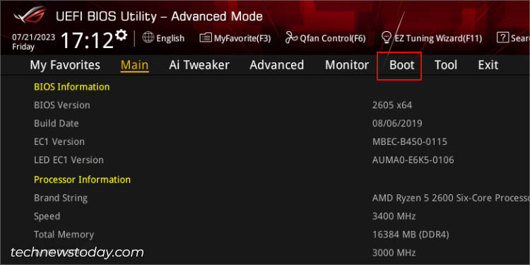 boot option asus bios