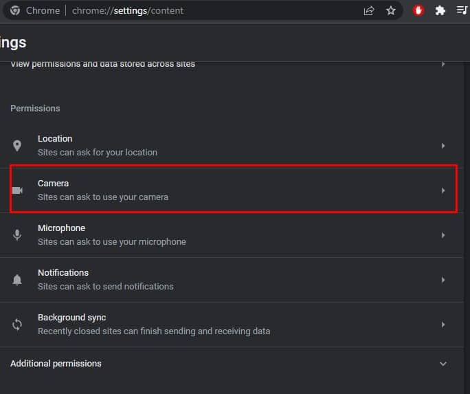 camera permission setting chrome